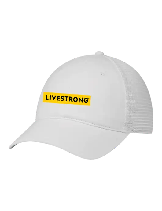 Richardson 111 Garment Washed Trucker Cap White w/White Mesh w/LIVESTRONG Logo