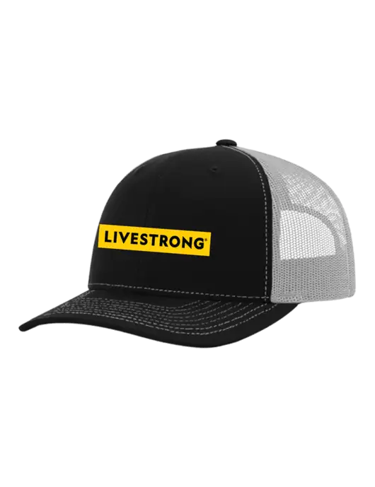 Richardson Adjustable Snapback Original 112 Trucker Cap Black w/White Mesh w/LIVESTRONG Logo