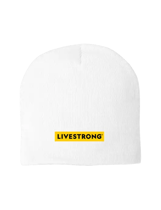 Solid White Element Knit Beanie w/LIVESTRONG Logo