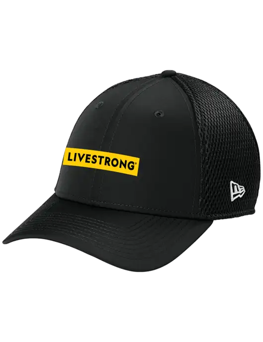 New Era 39THIRTY Performance Stretch Black Mesh Cap w/LIVESTRONG Logo