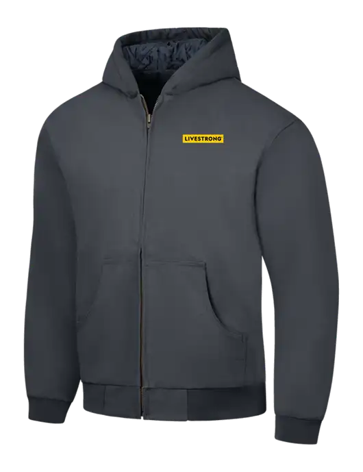 CornerStone Charcoal Duck Cloth Hooded Work Jacket w/LIVESTRONG Logo