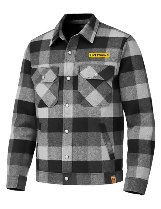 Russell Outdoors Black Plaid Basin Jacket w/LIVESTRONG Logo