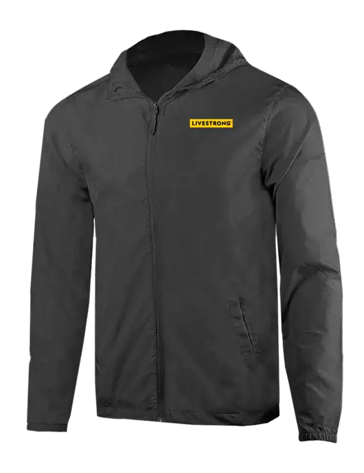 Rainy Day Ultra Lightweight Dark Grey Windbreaker Full-Zip Jacket w/LIVESTRONG Logo