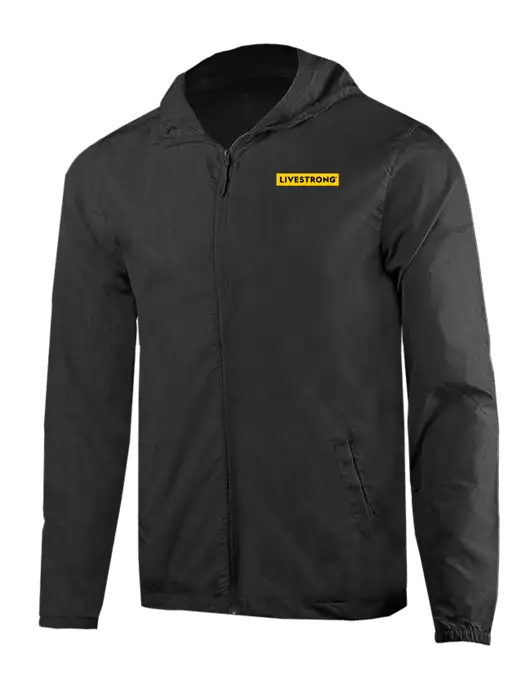 Rainy Day Ultra Lightweight Black Windbreaker Full-Zip Jacket w/LIVESTRONG Logo