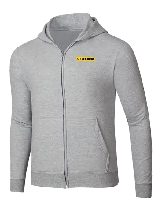 Light Grey Heather 8.5 oz Ring Spun Zip Hooded Sweatshirt w/LIVESTRONG Logo