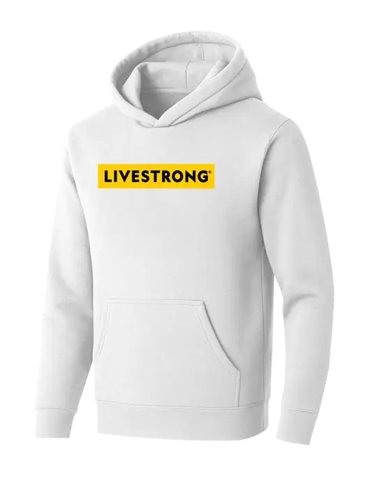 BELLA+CANVAS White Sponge Fleece Pullover Hoodie w/LIVESTRONG Logo