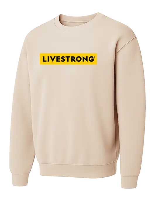 Comfort Colors Garment-Dyed Lightweight Ivory Fleece Crewneck Sweatshirt w/LIVESTRONG Logo
