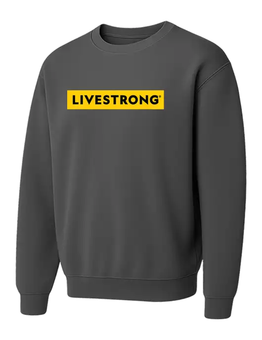 Comfort Colors Garment-Dyed Lightweight Dark Grey Fleece Crewneck Sweatshirt w/LIVESTRONG Logo