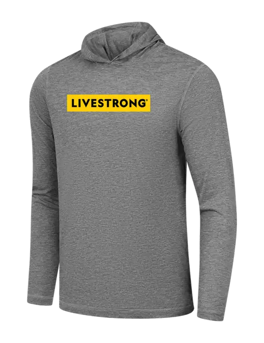 Simply Soft Medium Grey Frost Tri Long Sleeve Hoodie w/LIVESTRONG Logo