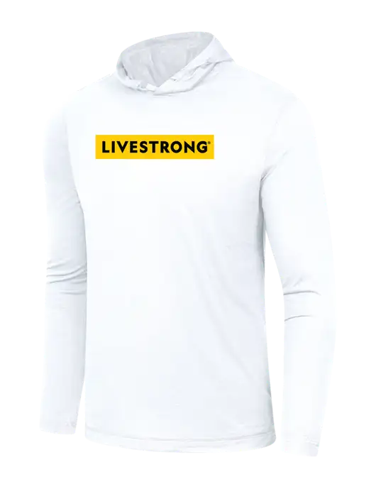 Simply Soft White Tri Long Sleeve Hoodie w/LIVESTRONG Logo