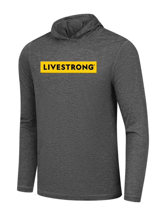 Luxury Active Dark Grey Heather Lightweight Tri-Blend Wicking Long Sleeve Hoodie w/LIVESTRONG Logo