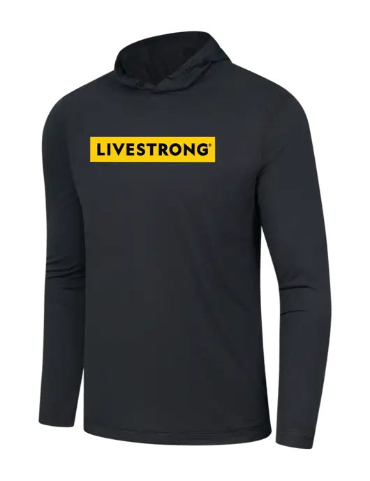Luxury Active Black Lightweight Tri-Blend Wicking Long Sleeve Hoodie w/LIVESTRONG Logo