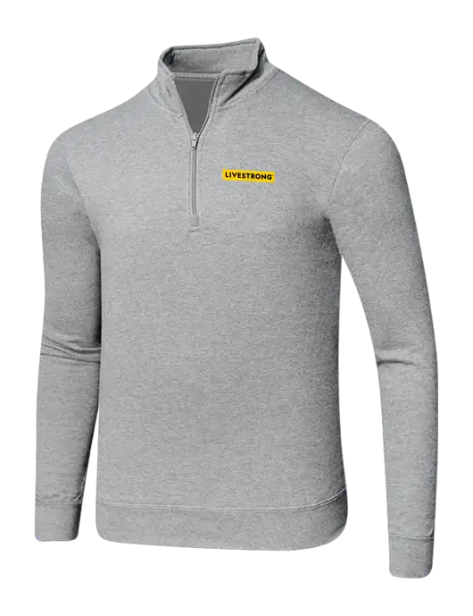 Light Heather Grey 8.5 oz Ring Spun 1/4 Zip Pullover Sweatshirt w/LIVESTRONG Logo