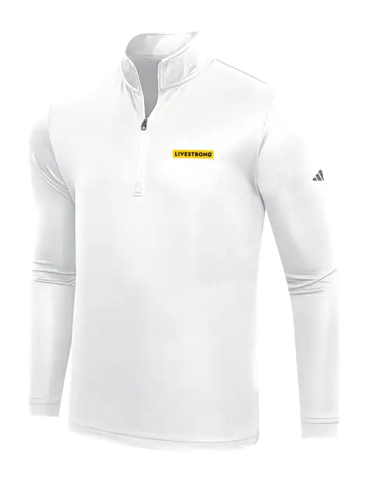 Adidas White  Lightweight Quarter Zip Pullover w/LIVESTRONG Logo