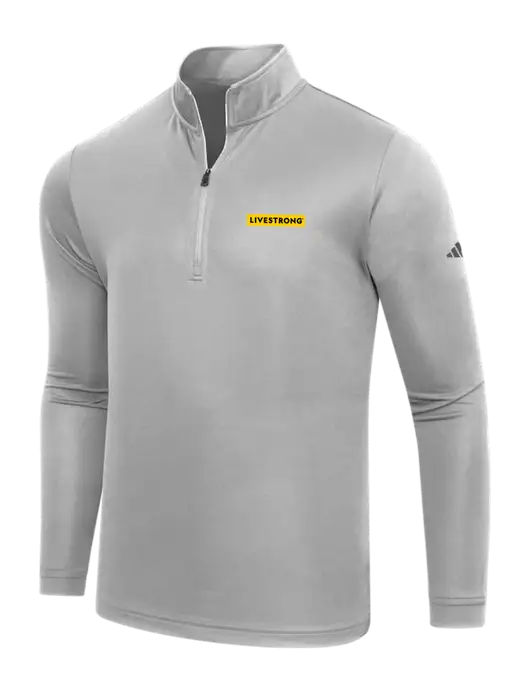 Adidas Medium Grey  Lightweight Quarter Zip Pullover w/LIVESTRONG Logo