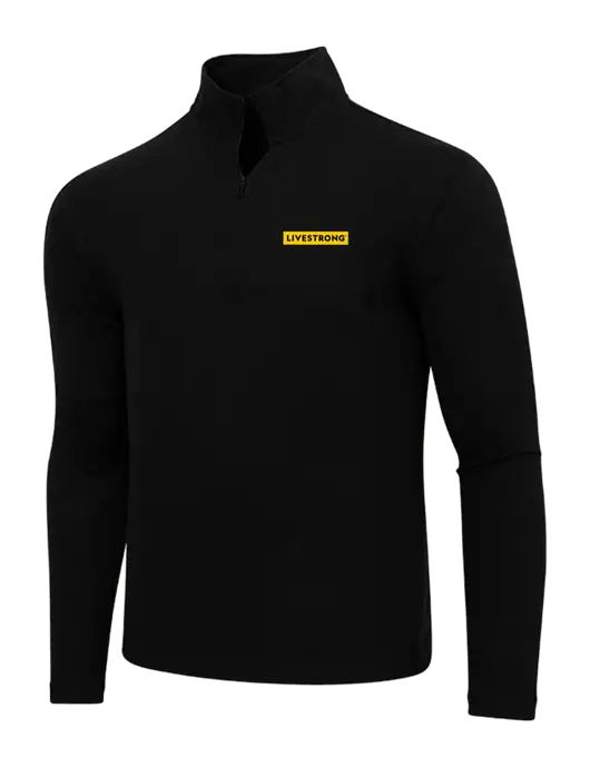 Adidas  Black Melange 3 Stripes Quarter Zip Sweater w/LIVESTRONG Logo