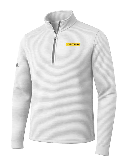 Adidas White Spacer Quarter-Zip Pullover w/LIVESTRONG Logo