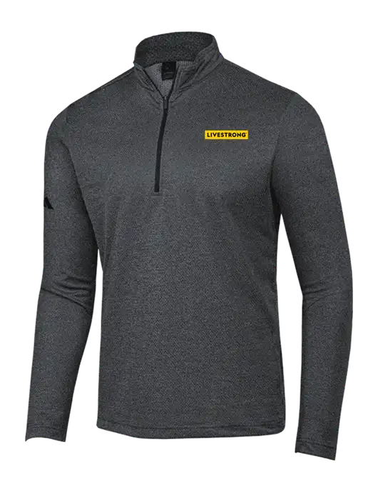 Adidas Black Melange Space Dyed Quarter-Zip Pullover w/LIVESTRONG Logo