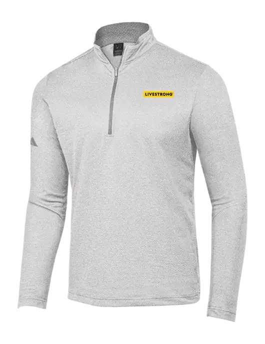 Adidas Light Grey Heather Space Dyed Quarter-Zip Pullover w/LIVESTRONG Logo