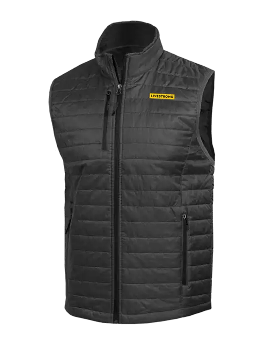 Packable Dark Grey Puffy Vest w/LIVESTRONG Logo