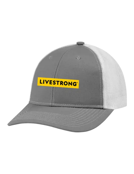 Snapback Ponytail Trucker Cap Light Medium Heather Grey w/White Mesh w/LIVESTRONG Logo