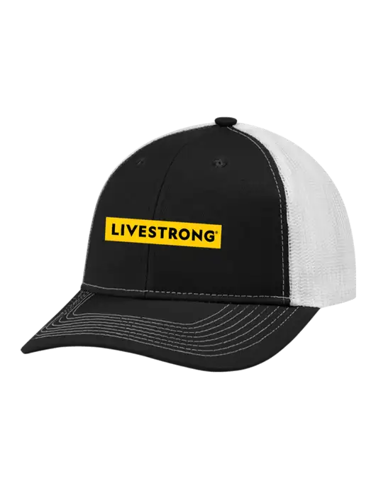 Snapback Ponytail Trucker Cap Black w/White Mesh w/LIVESTRONG Logo