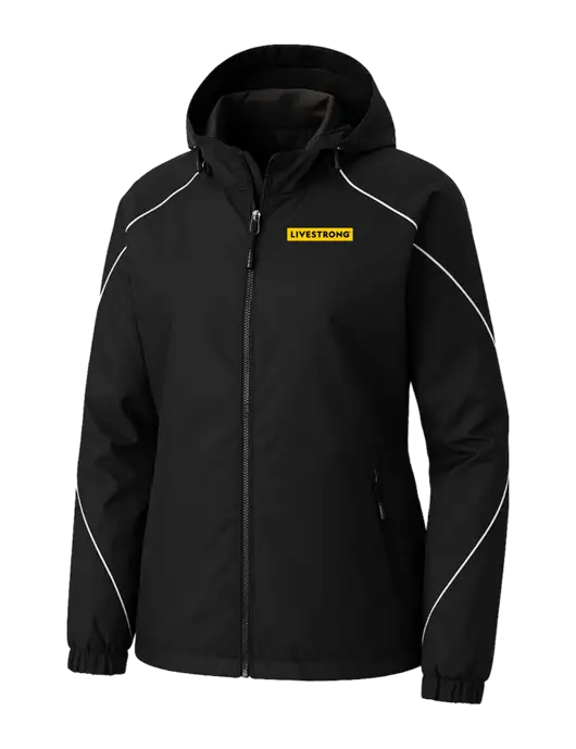 Womens Angle 3-in-1 Black Jacket with Fleece Liner w/LIVESTRONG Logo, LIVESTRONG Logo