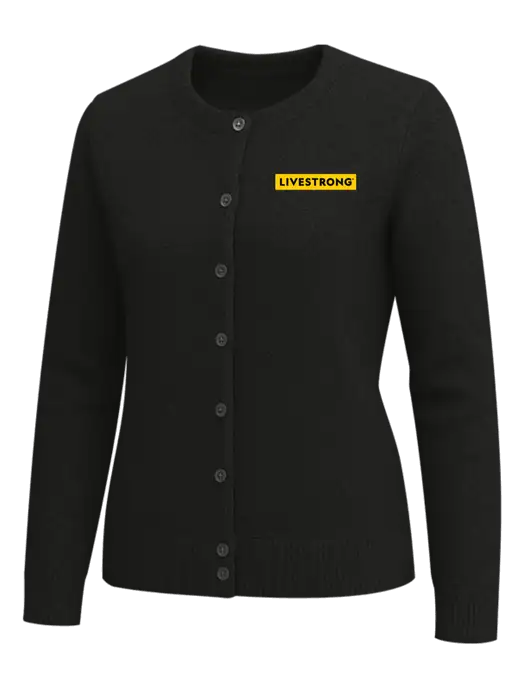 Brooks Brothers Womens Black Washable Merino Cardigan Sweater w/LIVESTRONG Logo