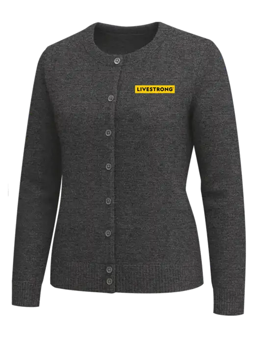 Brooks Brothers Womens Dark Grey Heather Washable Merino Cardigan Sweater w/LIVESTRONG Logo