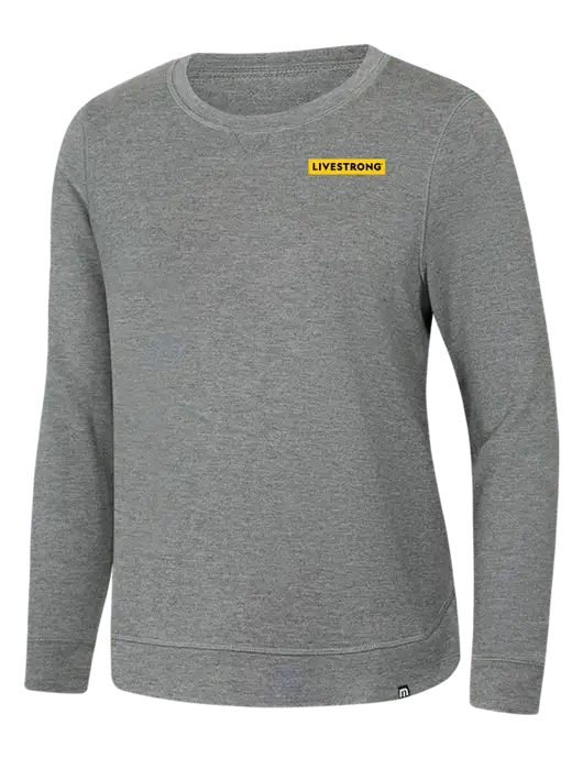 TravisMathew Womens Light Grey Heather Lightweight Long Weekend Crew w/LIVESTRONG Logo