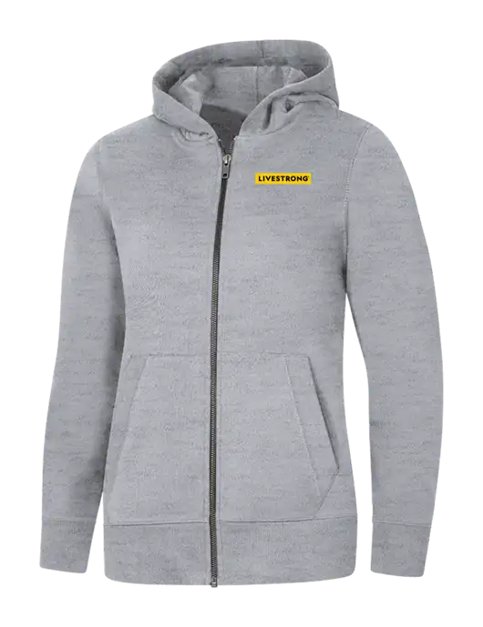 Womens Light Grey Heather Re-Fleece Full-Zip Hoodie w/LIVESTRONG Logo