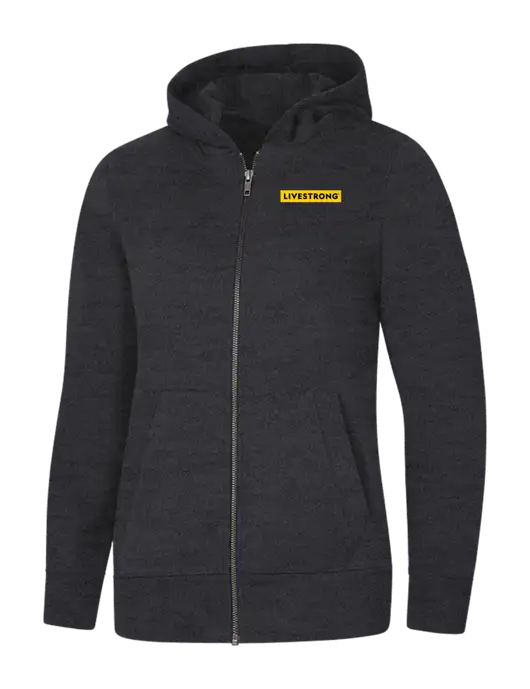 Womens Charcoal Heather Re-Fleece Full-Zip Hoodie w/LIVESTRONG Logo