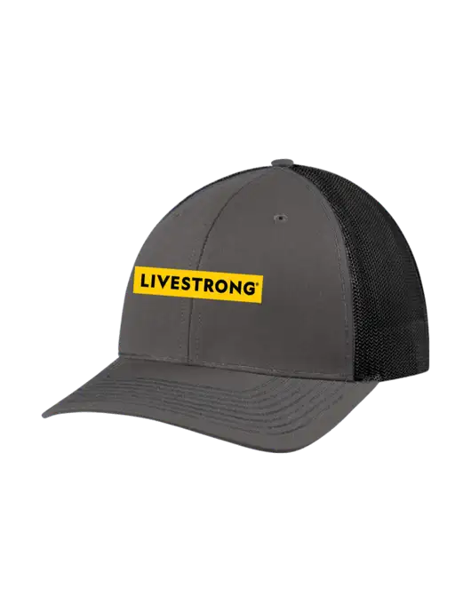 Richardson Adjustable Snapback Original 112 Trucker Cap Dark Grey w/Black Mesh w/LIVESTRONG Logo