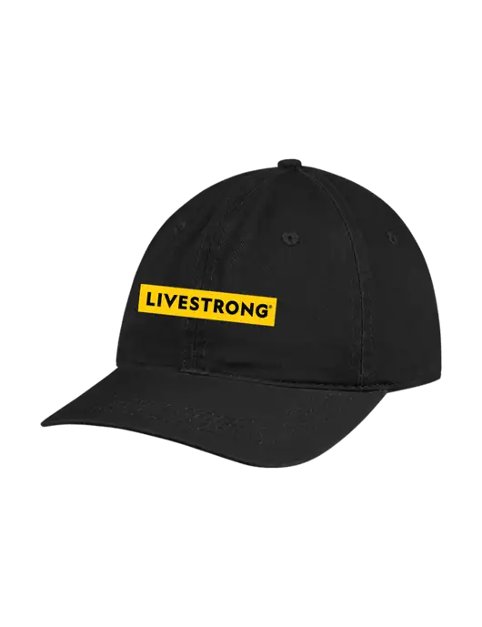 Garment Washed Unstructured Twill Black Cap w/LIVESTRONG Logo
