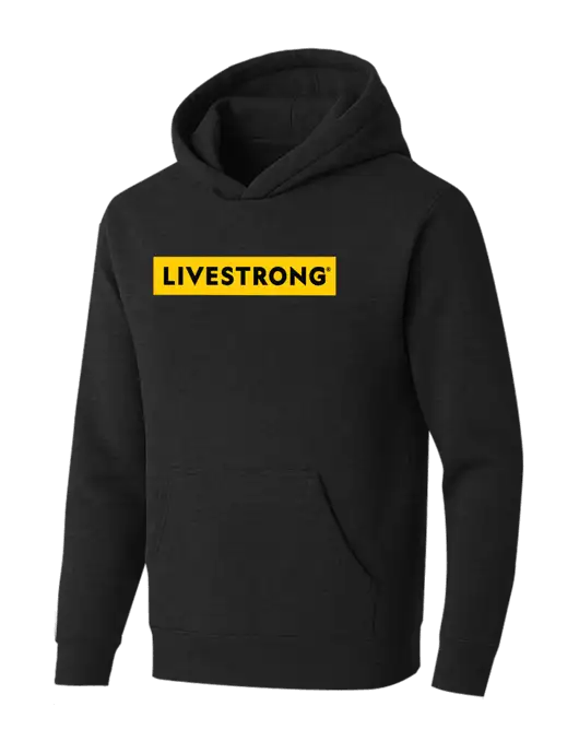 BELLA+CANVAS Black Heather Sponge Fleece Pullover Hoodie w/LIVESTRONG Logo