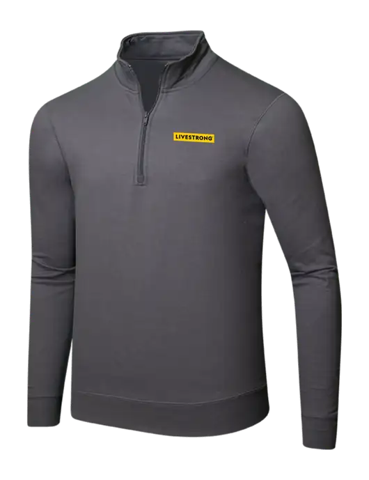 Charcoal 8.5 oz Ring Spun 1/4 Zip Pullover Sweatshirt w/LIVESTRONG Logo