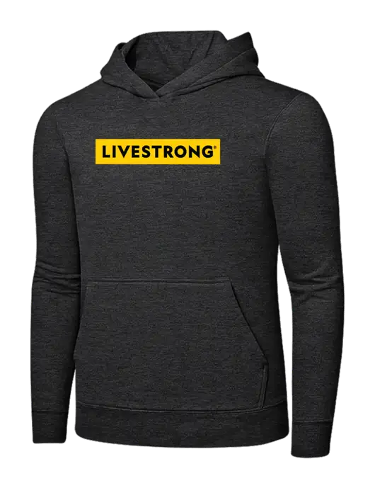 Dark Heather Grey 7.8 oz Ring Spun Hooded Sweatshirt w/LIVESTRONG Logo