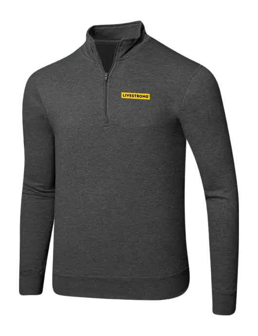 Dark Heather Grey 8.5 oz Ring Spun 1/4 Zip Pullover Sweatshirt w/LIVESTRONG Logo