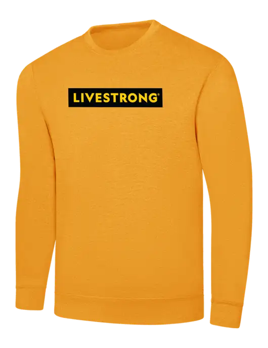 Gold 7.8 oz Ring Spun Crew Sweatshirt
 w/LIVESTRONG Logo