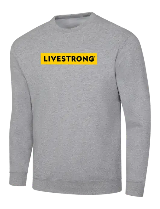 Light Grey Heather 7.8 oz Ring Spun Crew Sweatshirt w/LIVESTRONG Logo