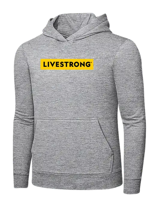 Light Grey Heather 7.8 oz Ring Spun Hooded Sweatshirt w/LIVESTRONG Logo