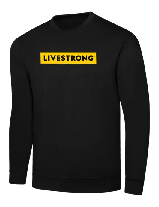 Black 7.8 oz Ring Spun Crew Sweatshirt w/LIVESTRONG Logo