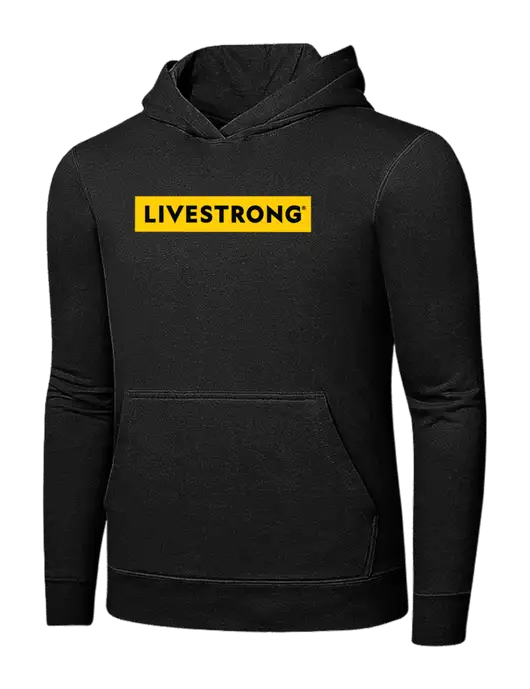 Jet Black 7.8 oz Ring Spun Hooded Sweatshirt w/LIVESTRONG Logo