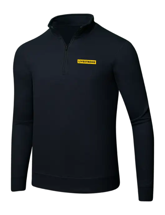 Jet Black 8.5 oz Ring Spun 1/4 Zip Pullover Sweatshirt w/LIVESTRONG Logo