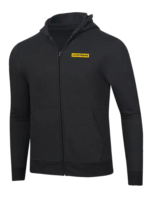 Jet Black 8.5 oz Ring Spun Zip Hooded Sweatshirt w/LIVESTRONG Logo