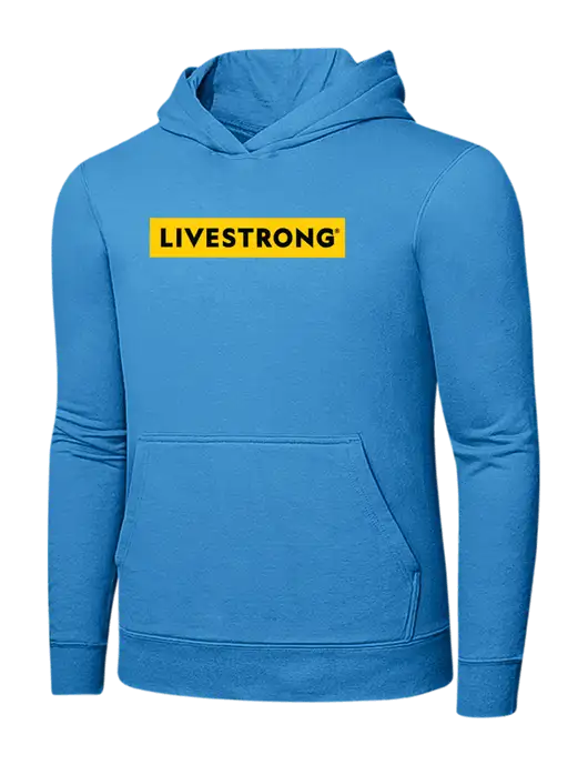 Light Aqua Blue 7.8 oz Ring Spun Hooded Sweatshirt w/LIVESTRONG Logo