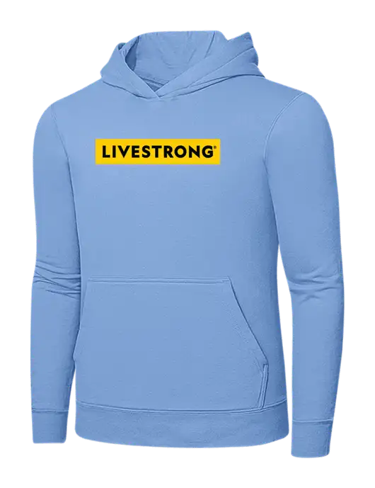 Light Blue 7.8. oz Ring Spun Hooded Sweatshirt w/LIVESTRONG Logo