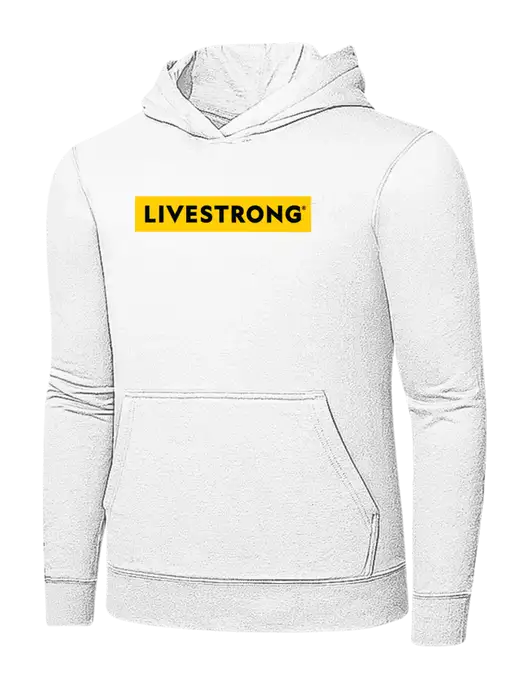 White 7.8 oz Ring Spun Hooded Sweatshirt w/LIVESTRONG Logo