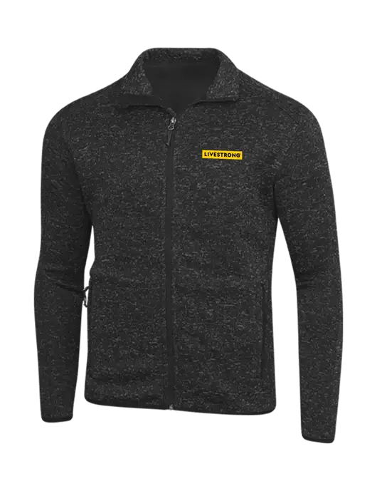 Black Heather Sweater Fleece Jacket w/LIVESTRONG Logo