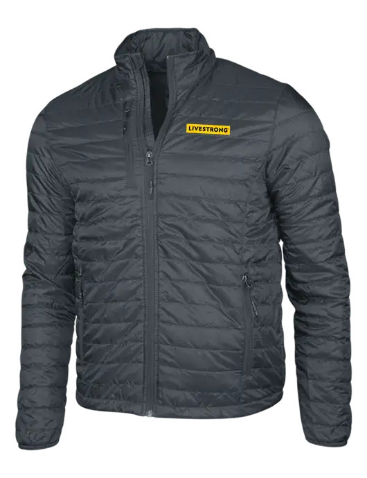 Dark Grey Puffy Packable Jacket w/LIVESTRONG Logo